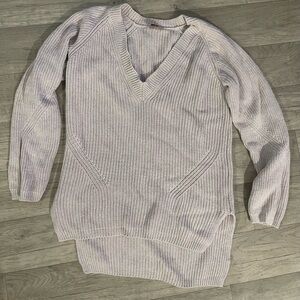 Wrapper pink blush thicker knit ribbed sweater v neck large